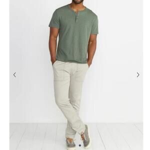 Marine Layer Short Sleeve Henley in Faded Thyme Sz M/L